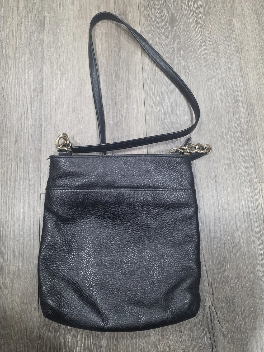 Michael Kors Black Pebbled Leather Crossbody with Gold Hardware